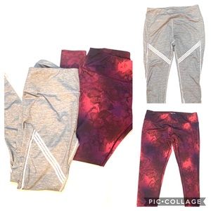 2 Pairs MTA Sport Leggings, L Gray/floral NWOT